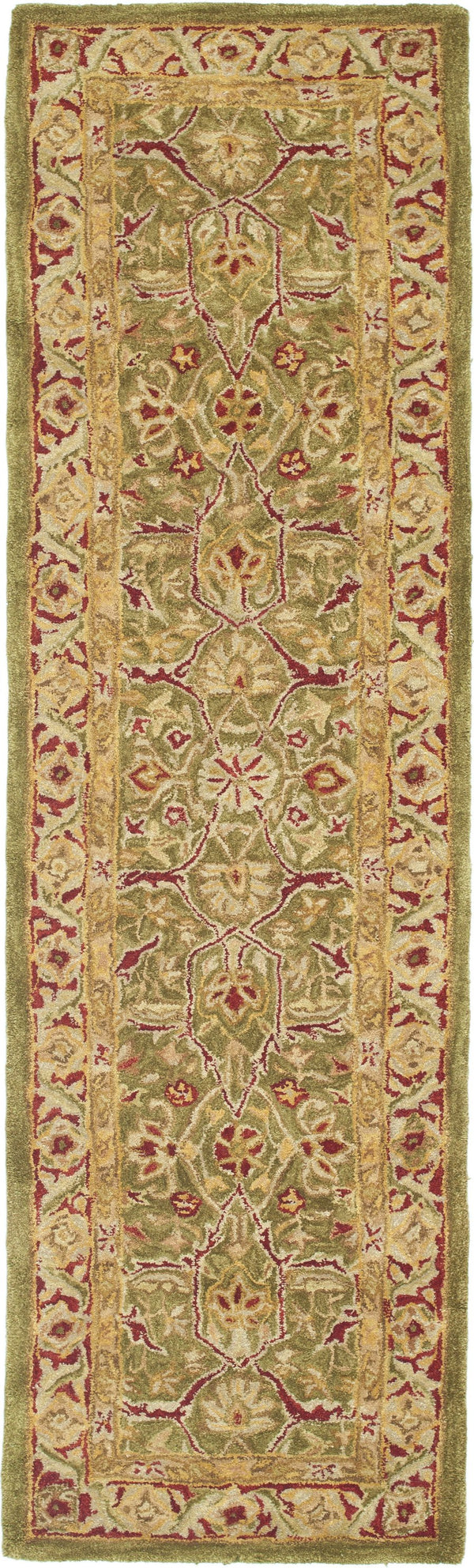 Safavieh Anatolia Hand Tufted Wool Runner - Timeless Elegance With Botanical Motifs For Your Home Decor Green ,Red Wool Pile An523a-214