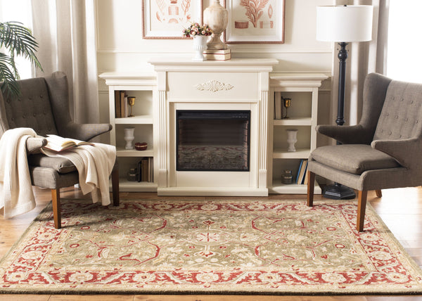 Safavieh Anatolia Hand Tufted Wool Runner - Timeless Elegance With Botanical Motifs For Your Home Decor Green ,Red Wool Pile An523a-214