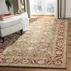 Safavieh Anatolia Hand Tufted Wool Runner - Timeless Elegance With Botanical Motifs For Your Home Decor Green ,Red Wool Pile An523a-214