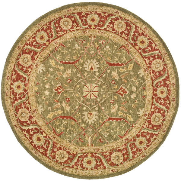 Safavieh Anatolia Hand Tufted Wool Runner - Timeless Elegance With Botanical Motifs For Your Home Decor Green ,Red Wool Pile An523a-214