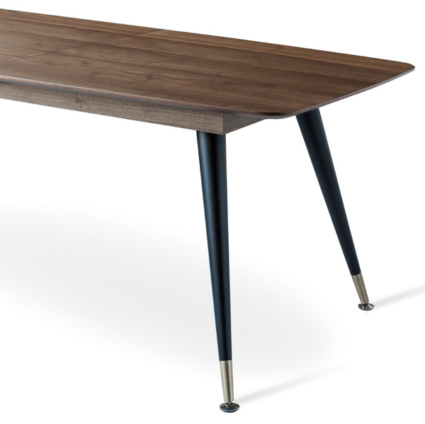 Soho Concept Ana Extendable Dining Table With Walnut Veneer Top, Matte Black Legs & Brass Accents For Elegant Dining Walnut,Black,Brass,Gold  Soho-concept-dining-chair-13621