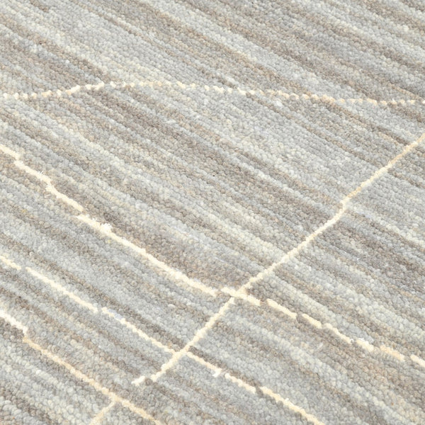 AMER Rugs Anna  ANN-3 Hand-Knotted Handmade Raw Handspun New Zealand Wool Transitional Geometric Rug Gray 2'6" x 8'