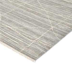 AMER Rugs Anna  ANN-3 Hand-Knotted Handmade Raw Handspun New Zealand Wool Transitional Geometric Rug Gray 2'6" x 8'