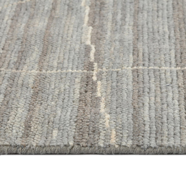 AMER Rugs Anna  ANN-3 Hand-Knotted Handmade Raw Handspun New Zealand Wool Transitional Geometric Rug Gray 2'6" x 8'