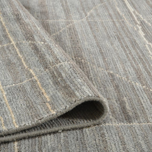 AMER Rugs Anna  ANN-3 Hand-Knotted Handmade Raw Handspun New Zealand Wool Transitional Geometric Rug Gray 2'6" x 8'