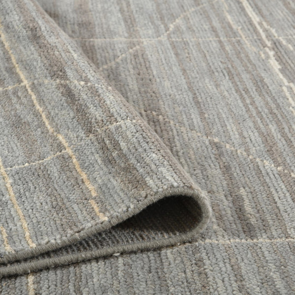 AMER Rugs Anna  ANN-3 Hand-Knotted Handmade Raw Handspun New Zealand Wool Transitional Geometric Rug Gray 2'6" x 8'