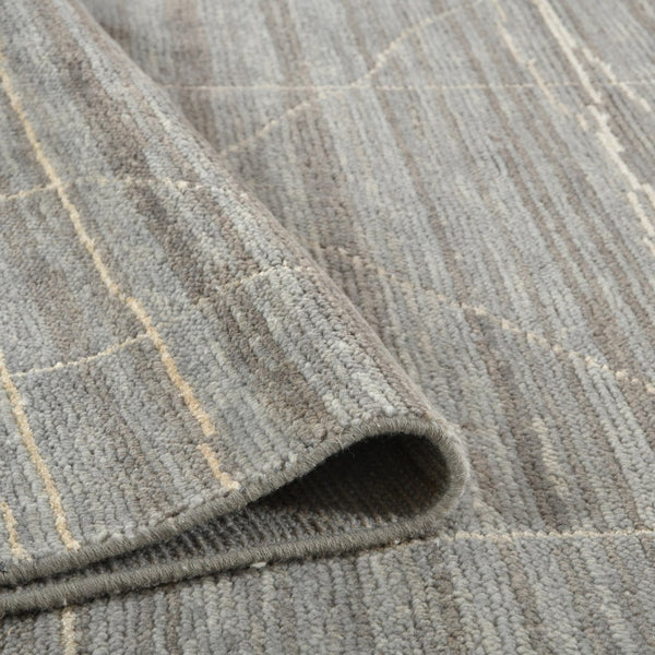 Amer Rugs Anna Modern Geometric Hand-knotted Area Rug In Luxurious New Zealand Wool For Timeless Elegance Gray Wool, Viscose Ann30912