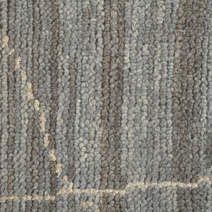 AMER Rugs Anna  ANN-3 Hand-Knotted Handmade Raw Handspun New Zealand Wool Transitional Geometric Rug Gray 2'6" x 8'