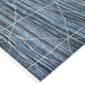 Amer Rugs Anna Modern Geometric Hand-knotted Area Rug In Luxurious New Zealand Wool For Timeless Elegance Navy Blue Wool, Viscose Ann40810