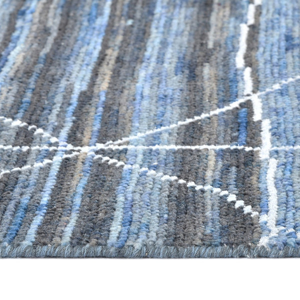 AMER Rugs Anna  ANN-4 Hand-Knotted Handmade Raw Handspun New Zealand Wool Transitional Geometric Rug Navy Blue 2'6" x 8'