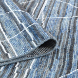 AMER Rugs Anna  ANN-4 Hand-Knotted Handmade Raw Handspun New Zealand Wool Transitional Geometric Rug Navy Blue 2'6" x 8'