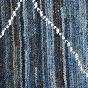 AMER Rugs Anna  ANN-4 Hand-Knotted Handmade Raw Handspun New Zealand Wool Transitional Geometric Rug Navy Blue 2'6" x 8'