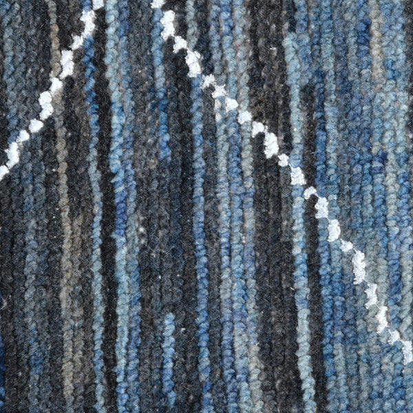 AMER Rugs Anna  ANN-4 Hand-Knotted Handmade Raw Handspun New Zealand Wool Transitional Geometric Rug Navy Blue 2'6" x 8'