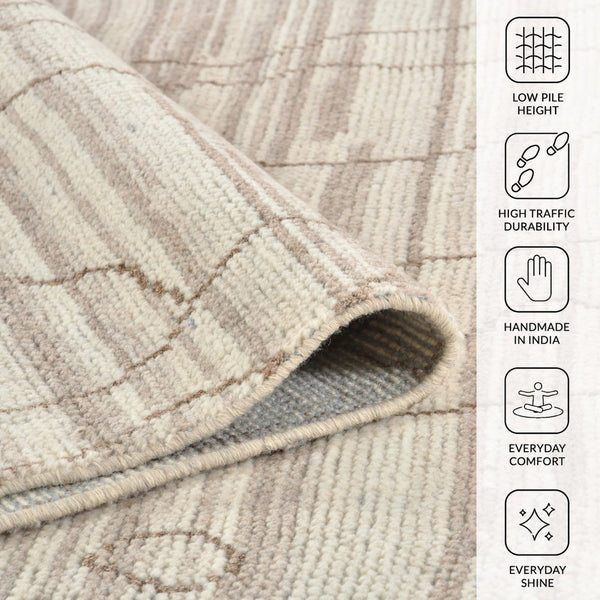 Amer Rugs Anna Modern Geometric Hand-knotted Area Rug In Luxurious New Zealand Wool For Timeless Elegance Beige Wool, Viscose Ann60203