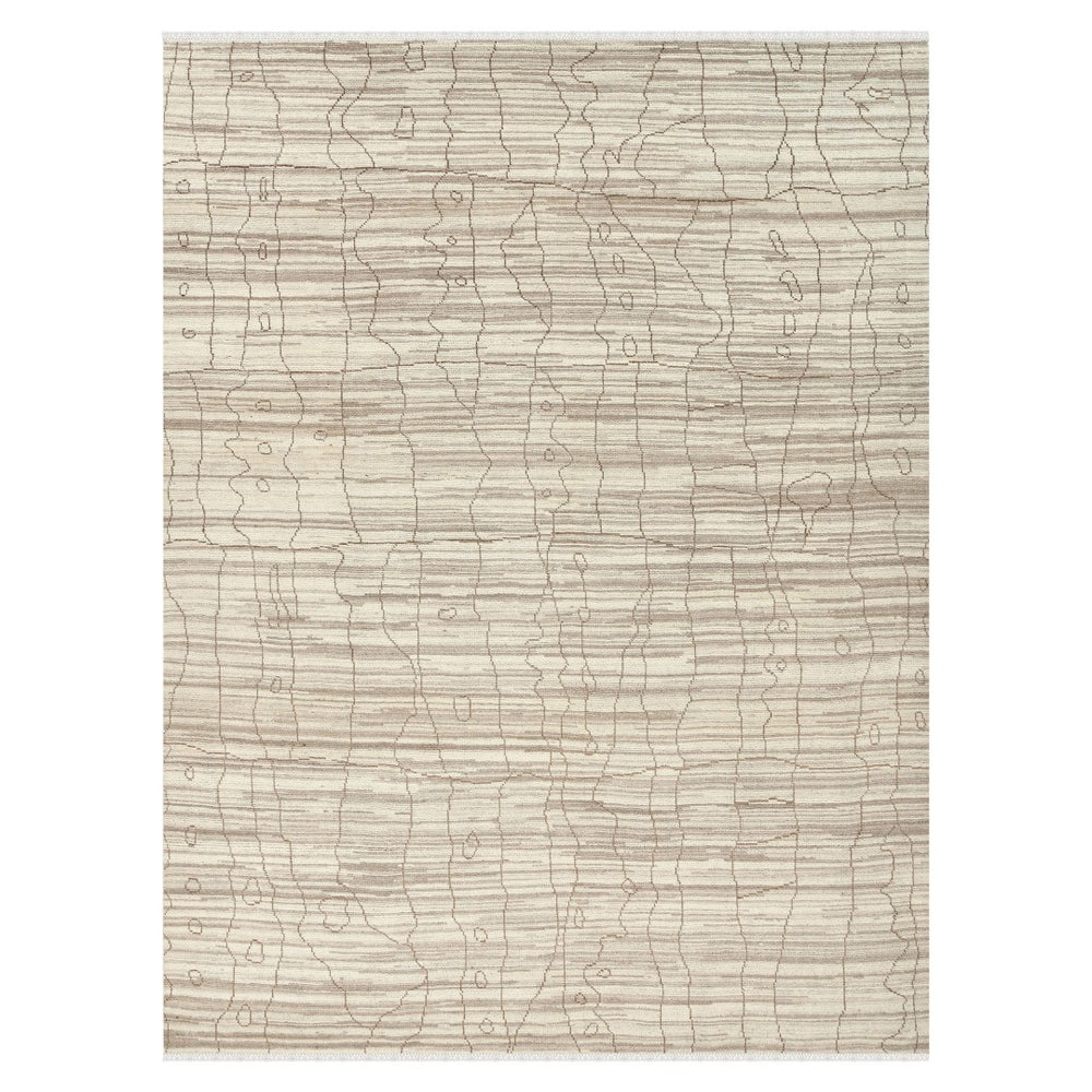 AMER Rugs Anna  ANN-6 Hand-Knotted Handmade Raw Handspun New Zealand Wool Transitional Geometric Rug Beige 2'6" x 8'