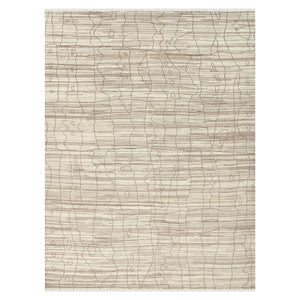 AMER Rugs Anna  ANN-6 Hand-Knotted Handmade Raw Handspun New Zealand Wool Transitional Geometric Rug Beige 2'6" x 8'