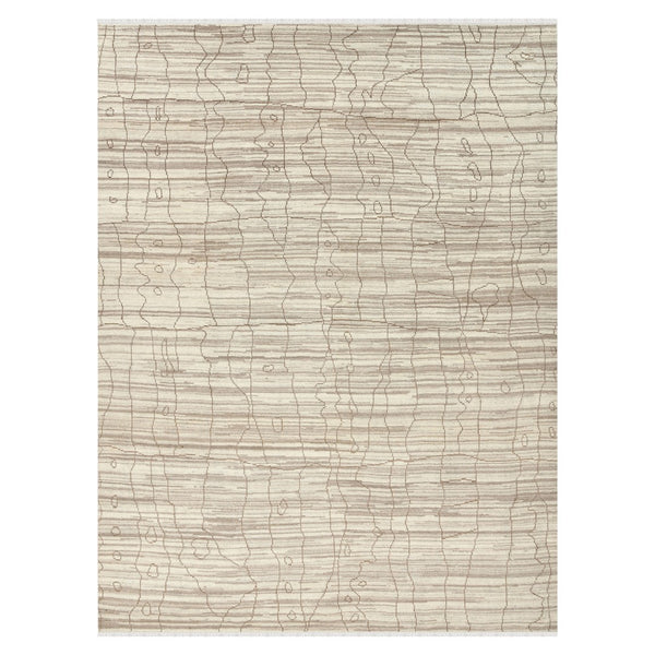 AMER Rugs Anna  ANN-6 Hand-Knotted Handmade Raw Handspun New Zealand Wool Transitional Geometric Rug Beige 2'6" x 8'
