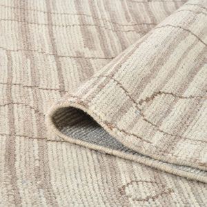 AMER Rugs Anna  ANN-6 Hand-Knotted Handmade Raw Handspun New Zealand Wool Transitional Geometric Rug Beige 2'6" x 8'