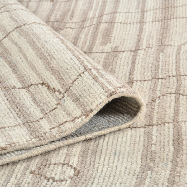 AMER Rugs Anna  ANN-6 Hand-Knotted Handmade Raw Handspun New Zealand Wool Transitional Geometric Rug Beige 2'6" x 8'