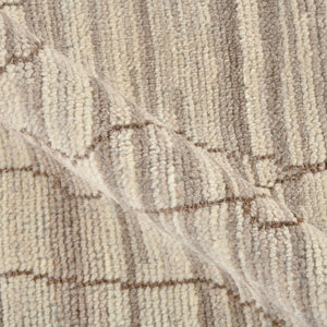 AMER Rugs Anna  ANN-6 Hand-Knotted Handmade Raw Handspun New Zealand Wool Transitional Geometric Rug Beige 2'6" x 8'