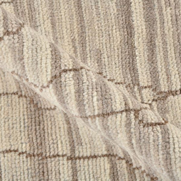 AMER Rugs Anna  ANN-6 Hand-Knotted Handmade Raw Handspun New Zealand Wool Transitional Geometric Rug Beige 2'6" x 8'