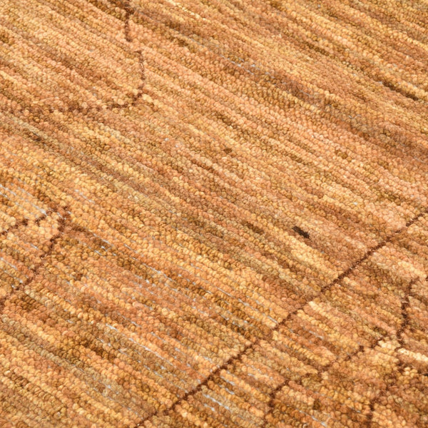 AMER Rugs Anna  ANN-7 Hand-Knotted Handmade Raw Handspun New Zealand Wool Transitional Geometric Rug Dark Gold 2'6" x 8'