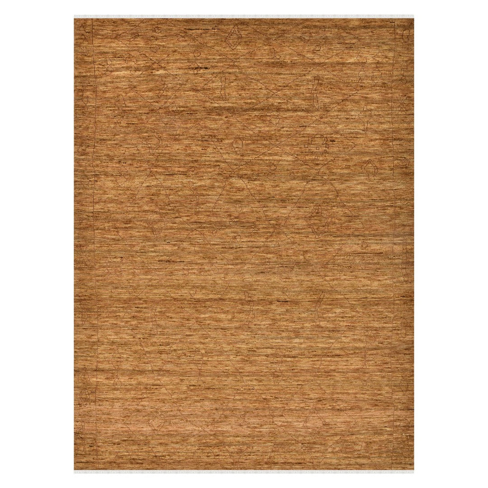 AMER Rugs Anna  ANN-7 Hand-Knotted Handmade Raw Handspun New Zealand Wool Transitional Geometric Rug Dark Gold 2'6" x 8'