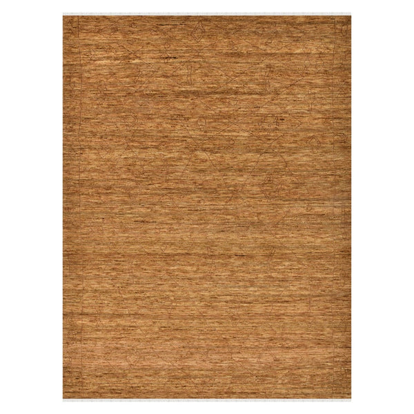 AMER Rugs Anna  ANN-7 Hand-Knotted Handmade Raw Handspun New Zealand Wool Transitional Geometric Rug Dark Gold 2'6" x 8'