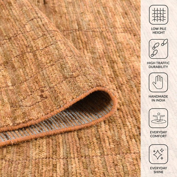 Amer Rugs Anna Modern Geometric Hand-knotted Area Rug In Luxurious New Zealand Wool For Timeless Elegance Rust,Orange Wool, Viscose Ann70203