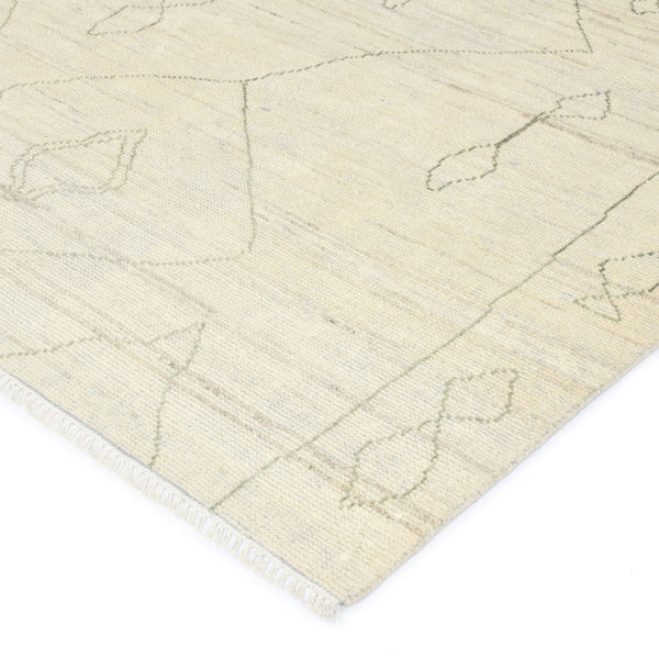 AMER Rugs Anna  ANN-8 Hand-Knotted Handmade Raw Handspun New Zealand Wool Transitional Geometric Rug Ivory 2'6" x 8'