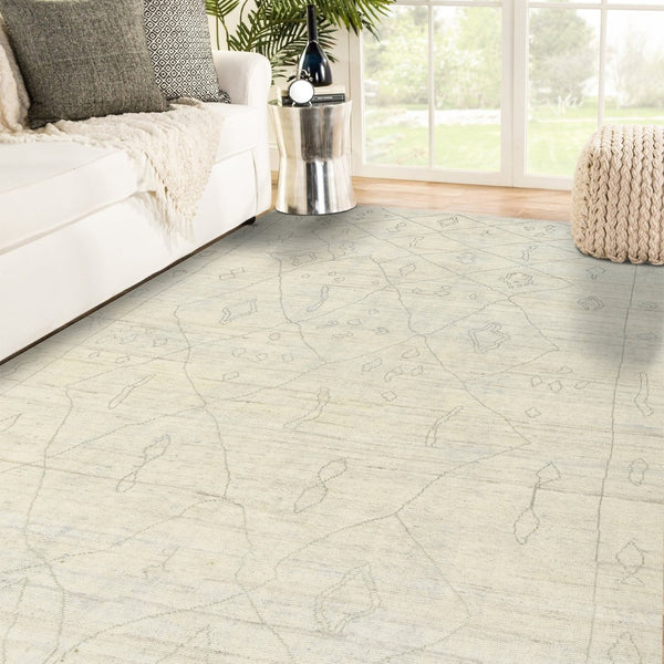 Amer Rugs Anna Modern Geometric Hand-knotted Area Rug In Luxurious New Zealand Wool For Timeless Elegance Ivory Wool, Viscose Ann81014