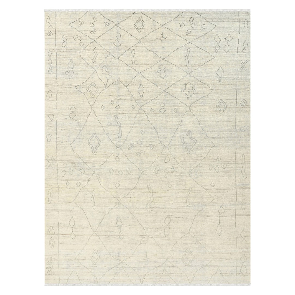 AMER Rugs Anna  ANN-8 Hand-Knotted Handmade Raw Handspun New Zealand Wool Transitional Geometric Rug Ivory 2'6" x 8'