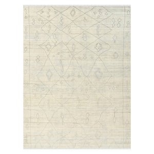 AMER Rugs Anna  ANN-8 Hand-Knotted Handmade Raw Handspun New Zealand Wool Transitional Geometric Rug Ivory 2'6" x 8'