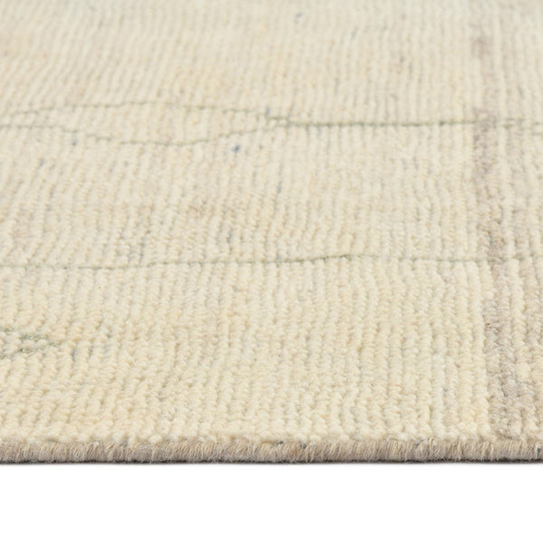 AMER Rugs Anna  ANN-8 Hand-Knotted Handmade Raw Handspun New Zealand Wool Transitional Geometric Rug Ivory 2'6" x 8'