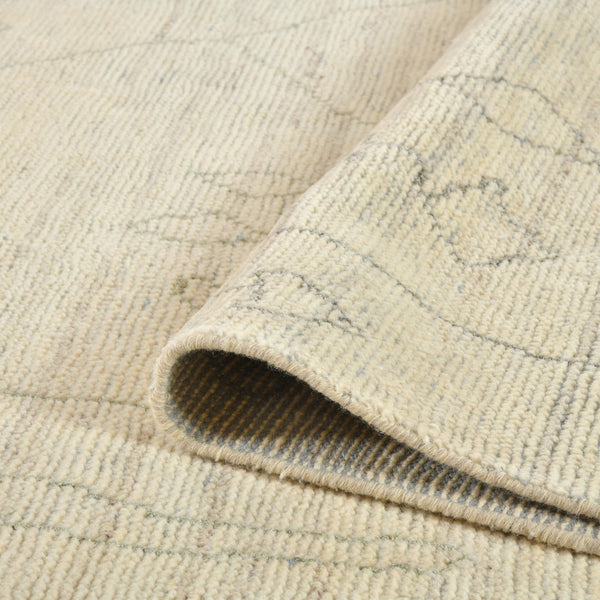 AMER Rugs Anna  ANN-8 Hand-Knotted Handmade Raw Handspun New Zealand Wool Transitional Geometric Rug Ivory 2'6" x 8'