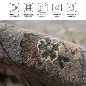 Amer Rugs Antiquity Hand-knotted Area Rug - Elegant Persian-inspired Design In Premium New Zealand Wool Gray Wool Anq111215