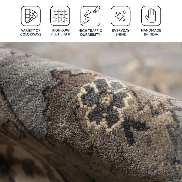 Amer Rugs Antiquity Hand-knotted Area Rug - Elegant Persian-inspired Design In Premium New Zealand Wool Gray Wool Anq111215