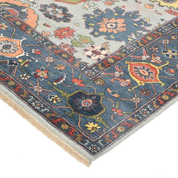 Amer Rugs Antiquity Hand-knotted Area Rug - Elegant Persian-inspired Design In Premium New Zealand Wool Sky Blue,Denim Wool Anq151215