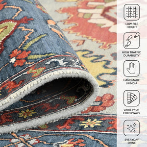 Amer Rugs Antiquity Hand-knotted Area Rug - Elegant Persian-inspired Design In Premium New Zealand Wool Sky Blue,Denim Wool Anq151215