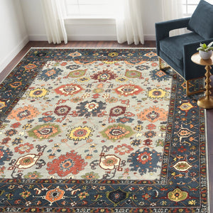 Amer Rugs Antiquity Hand-knotted Area Rug - Elegant Persian-inspired Design In Premium New Zealand Wool Sky Blue,Denim Wool Anq151215