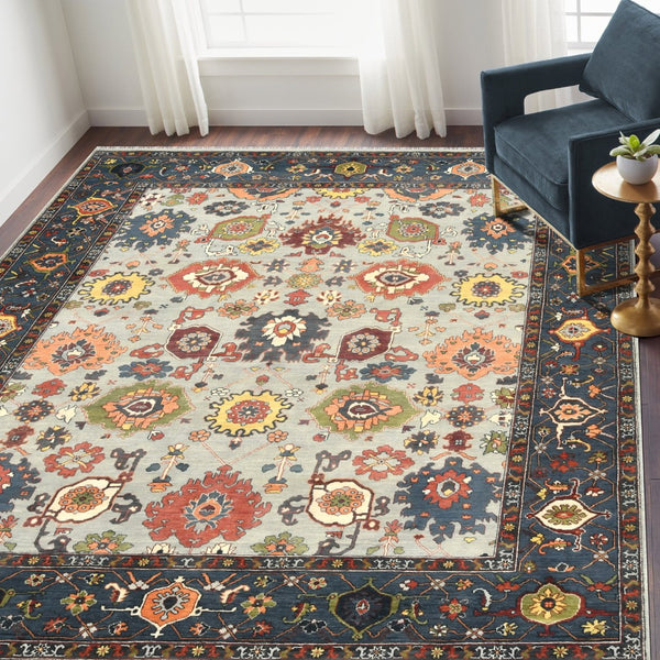 Amer Rugs Antiquity Hand-knotted Area Rug - Elegant Persian-inspired Design In Premium New Zealand Wool Sky Blue,Denim Wool Anq151215