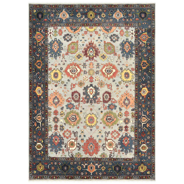 Amer Rugs Antiquity Hand-knotted Area Rug - Elegant Persian-inspired Design In Premium New Zealand Wool Sky Blue,Denim Wool Anq151215