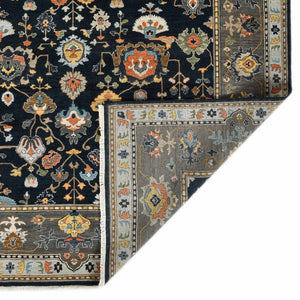 AMER Rugs Antiquity  ANQ-16 Hand-Knotted Handmade Raw Handspun New Zealand Wool Classic Persian Rug Navy Blue 9' x 12'