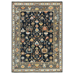 AMER Rugs Antiquity  ANQ-16 Hand-Knotted Handmade Raw Handspun New Zealand Wool Classic Persian Rug Navy Blue 9' x 12'