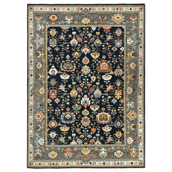 AMER Rugs Antiquity  ANQ-16 Hand-Knotted Handmade Raw Handspun New Zealand Wool Classic Persian Rug Navy Blue 9' x 12'