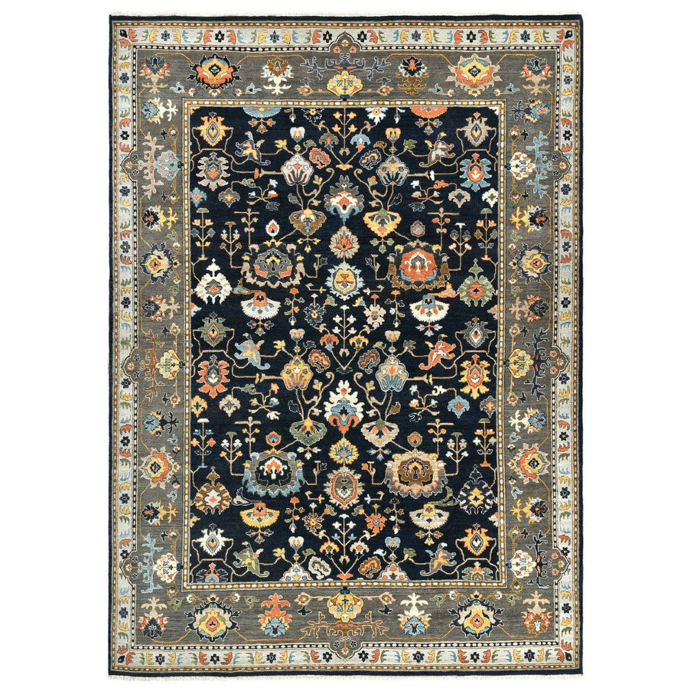 Amer Rugs Antiquity Hand-knotted Area Rug - Elegant Persian-inspired Design In Premium New Zealand Wool Navy Blue Wool Anq161014