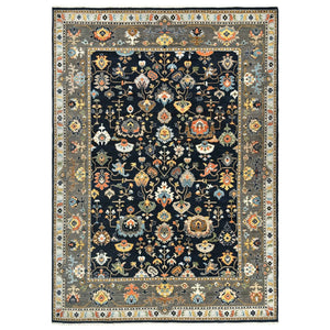 Amer Rugs Antiquity Hand-knotted Area Rug - Elegant Persian-inspired Design In Premium New Zealand Wool Navy Blue Wool Anq161014