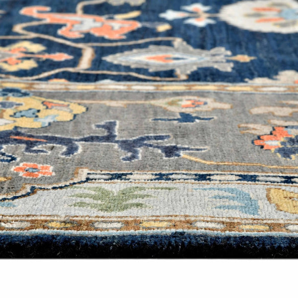 Amer Rugs Antiquity Hand-knotted Area Rug - Elegant Persian-inspired Design In Premium New Zealand Wool Navy Blue Wool Anq161014