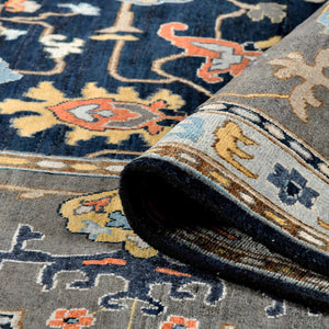 AMER Rugs Antiquity  ANQ-16 Hand-Knotted Handmade Raw Handspun New Zealand Wool Classic Persian Rug Navy Blue 9' x 12'