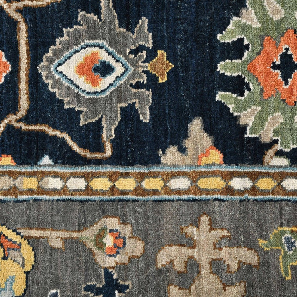 Amer Rugs Antiquity Hand-knotted Area Rug - Elegant Persian-inspired Design In Premium New Zealand Wool Navy Blue Wool Anq161014